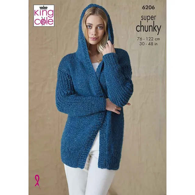 king-cole-6206-strickanleitung-jacke-weste-mit-kapuze image 1