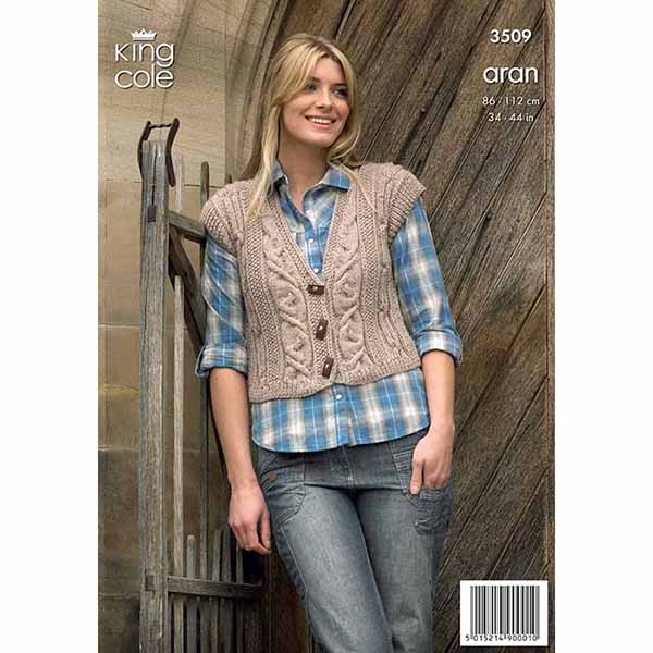 king-cole-3509-cardigan-gilet-strickanleitung-aran image 2