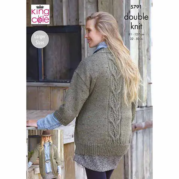 king-cole-5791-cardigan-strickanleitung-homespun-dk image 1