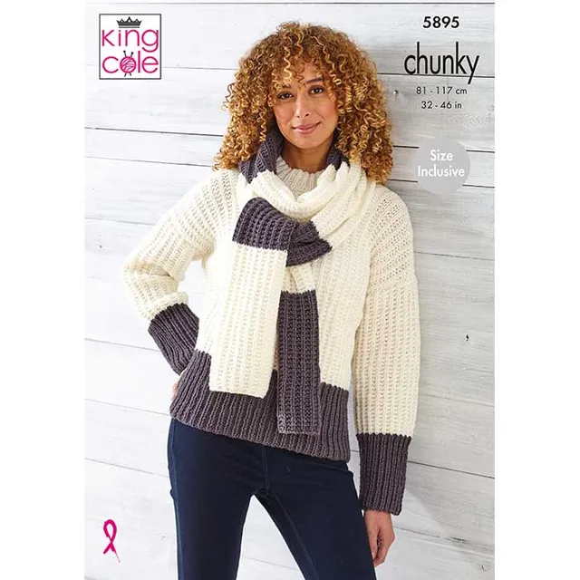 king-cole-5895-pullover-schal-strickanleitung-wildwood-chunky image 1