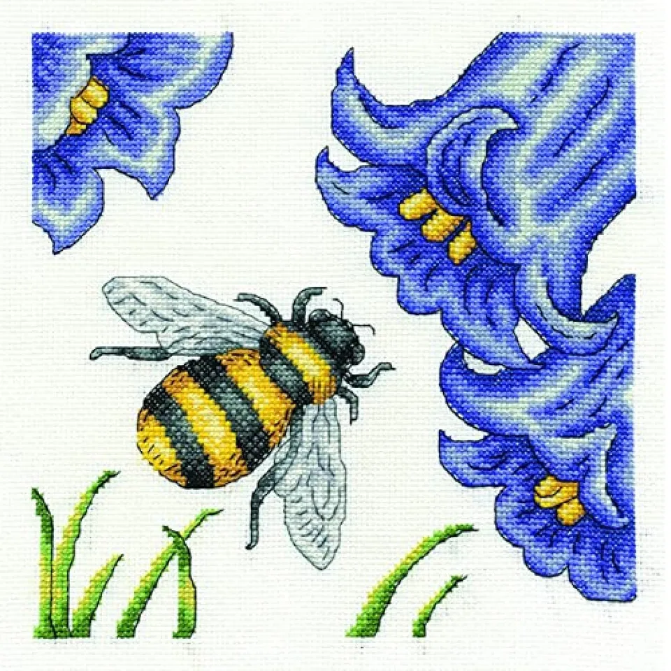dmc-kreuzstichset-biene-glockenblumen-14-count image 1