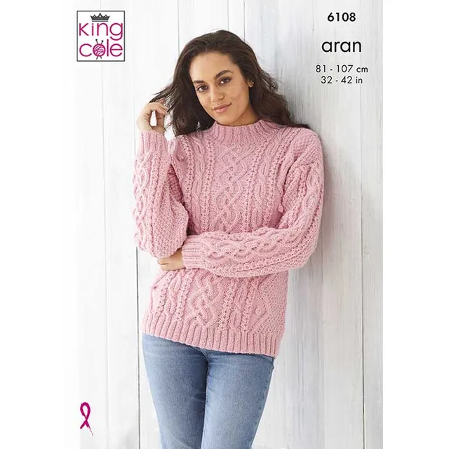 king-cole-6108-strickanleitung-pullover-cardigan-wool-aran image 1