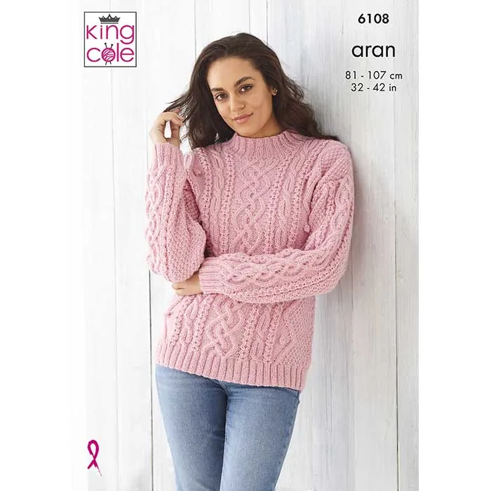 king-cole-6108-strickanleitung-pullover-cardigan-wool-aran image 1
