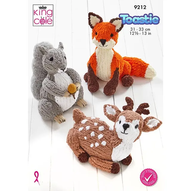 king-cole-9212-strickanleitung-waldtiere-toastie-kuscheltiere image 1