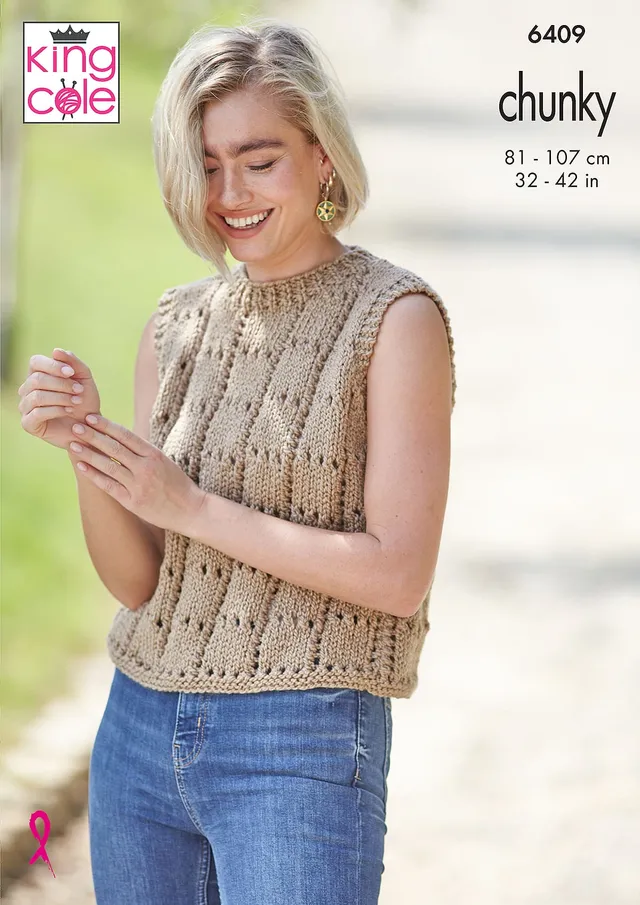 king-cole-patterns-6409-damen-pullover-top-strickanleitung-chunky image 1