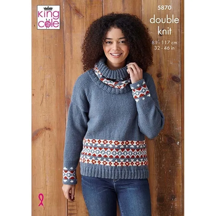 king-cole-5870-strickanleitung-pullover-m-tze-merino-dk image 1