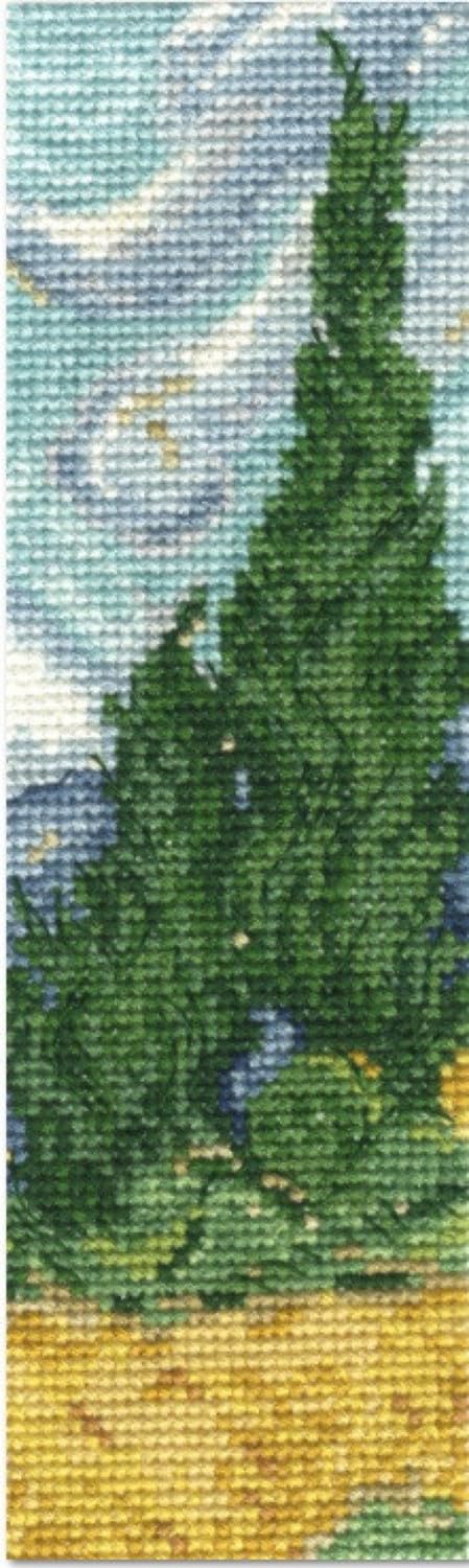 dmc-van-gogh-lesezeichen-stickset-weizenfeld-mit-zypressen-aida image 1