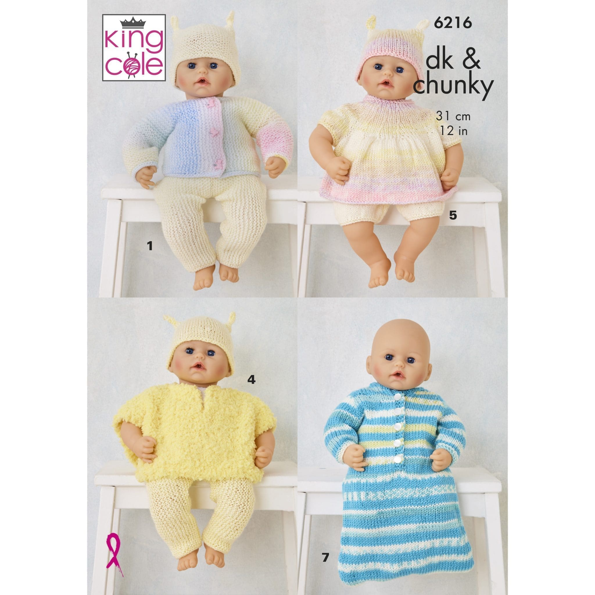 king-cole-patterns-6216-puppenkleidung-strickanleitung-dk-chunky image 1