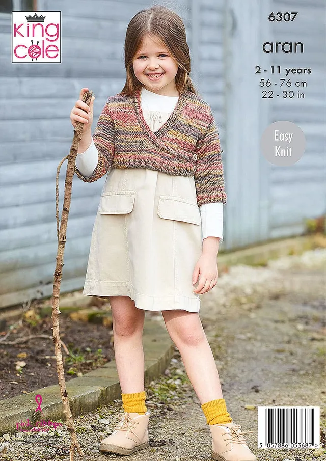 king-cole-6307-wrap-cardigans-strickanleitung-wickeljacke-aran image 1
