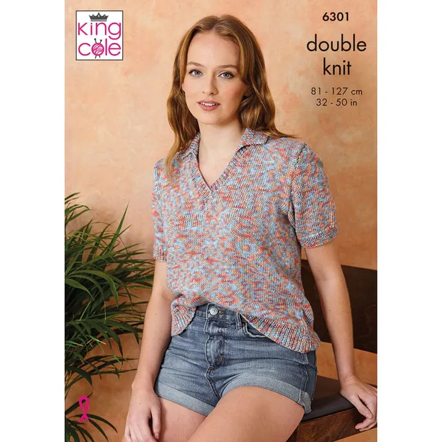 king-cole-6301-damen-tops-strickanleitung-cottonsoft-dk image 1