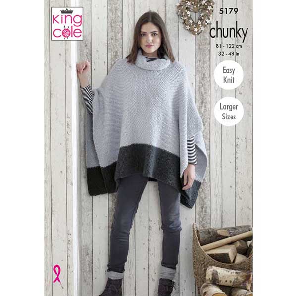 king-cole-5179-strickanleitung-ponchos-timeless-chunky image 1