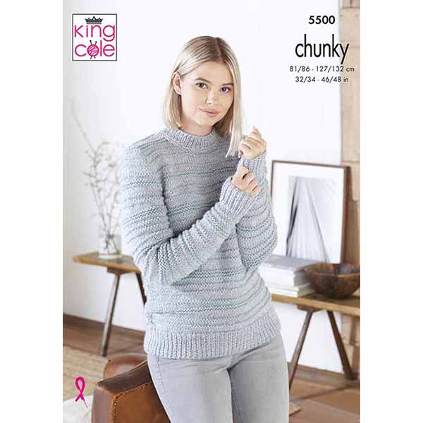 king-cole-patterns-5500-strickanleitung-pullover-big-value-poplar-chunky image 1
