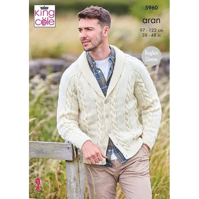 king-cole-patterns-5960-strickanleitung-cardigan-aran-wolle image 1