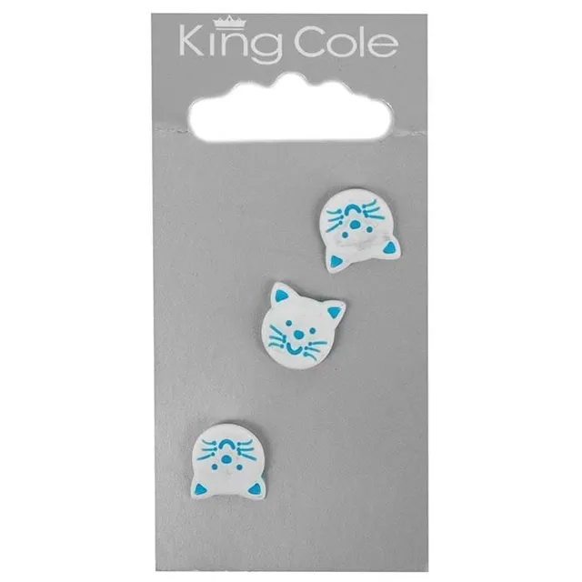 king-cole-haberdashery-knopf-katze-wei-motivknopf-kinder image 1