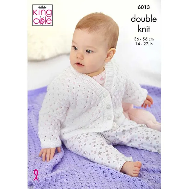 king-cole-6013-strickanleitung-babyjacke-decke-dk image 1