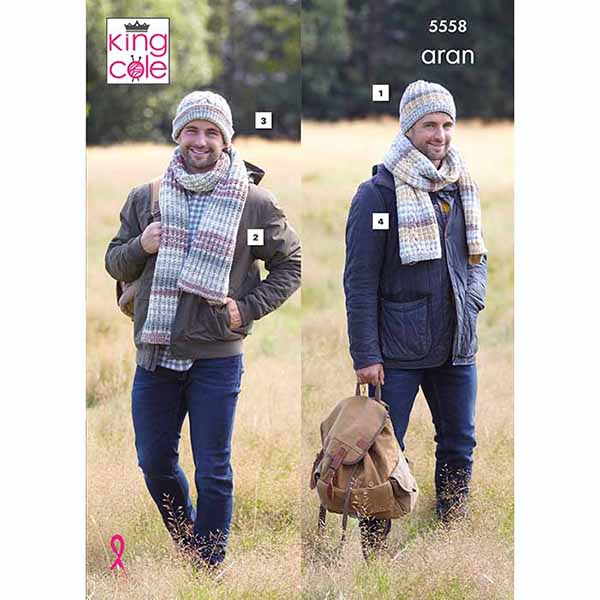 king-cole-5558-m-tzen-strickanleitung-drifter-aran image 1