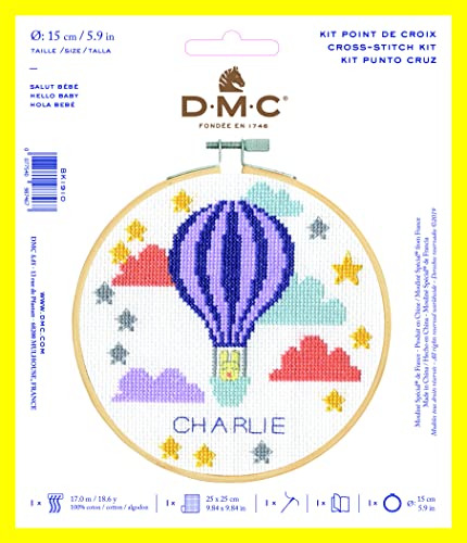 dmc-hello-baby-kreuzstich-set-hei-luftballon-holzrahmen image 2