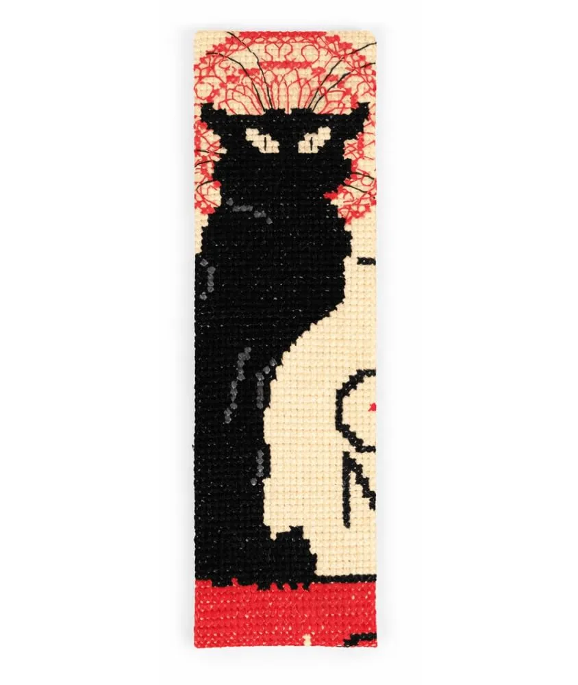 dmc-moulin-sp-cial-kreuzstichset-le-chat-noir-lesezeichen image 1