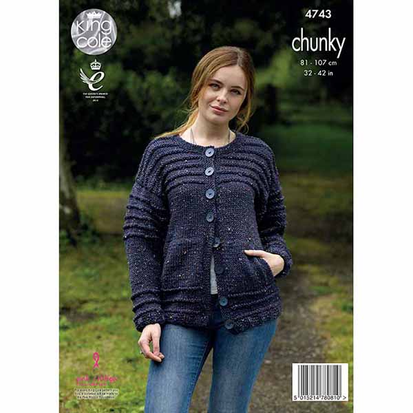 king-cole-4743-strickanleitung-cardigan-pullover-chunky-tweed image 2