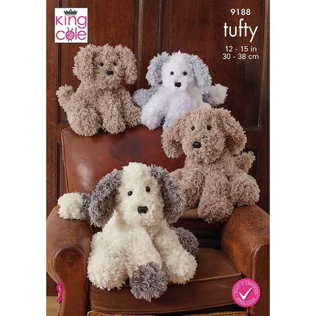 king-cole-patterns-9188-hunde-strickanleitung-tufty-chunky image 1