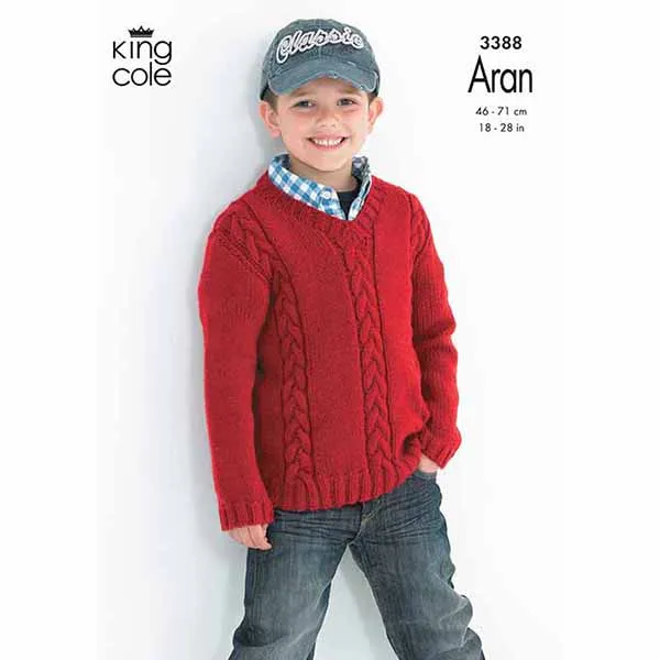 king-cole-3388-strickanleitung-zopfpullover-aran image 1