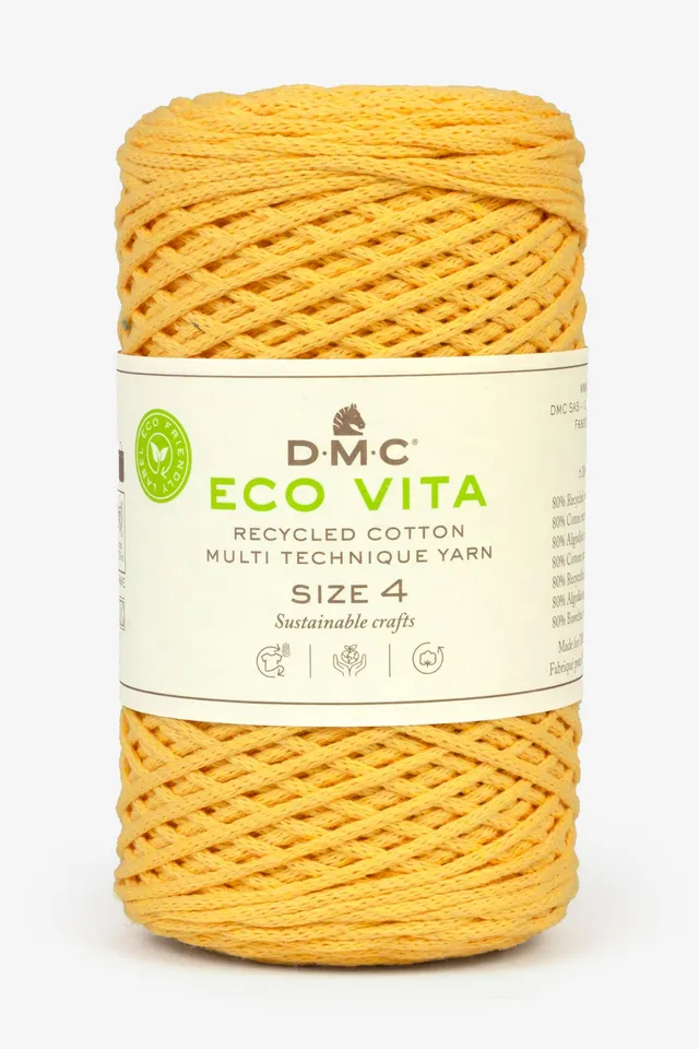 dmc-eco-vita-4-textilgarn-gelb-250-g-200-m-recycelt image 1