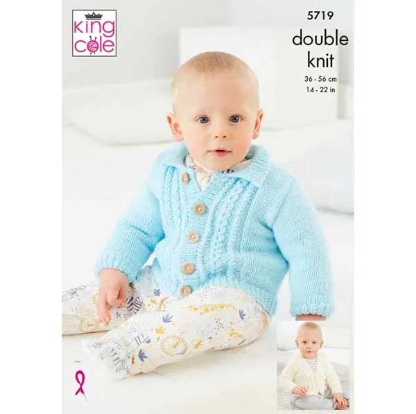 king-cole-5719-strickanleitung-baby-cardigan-rundhals-v-ausschnitt image 1