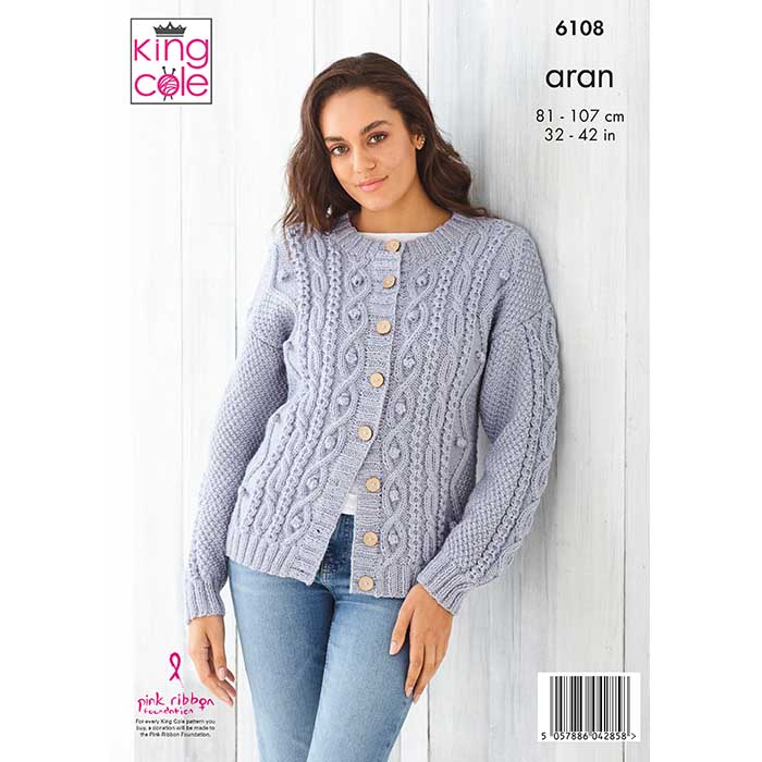 king-cole-6108-strickanleitung-pullover-cardigan-wool-aran image 2