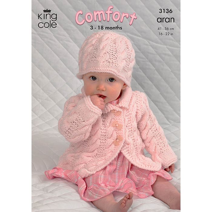 king-cole-patterns-3136-strickanleitung-mantel-kleid-aran image 1