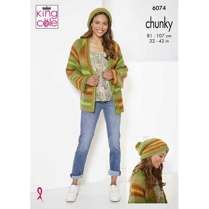 king-cole-6074-strickanleitung-pullover-cardigan-m-tze-riot-chunky image 1