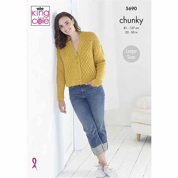 king-cole-patterns-5690-cardigan-strickanleitung-chunky image 1