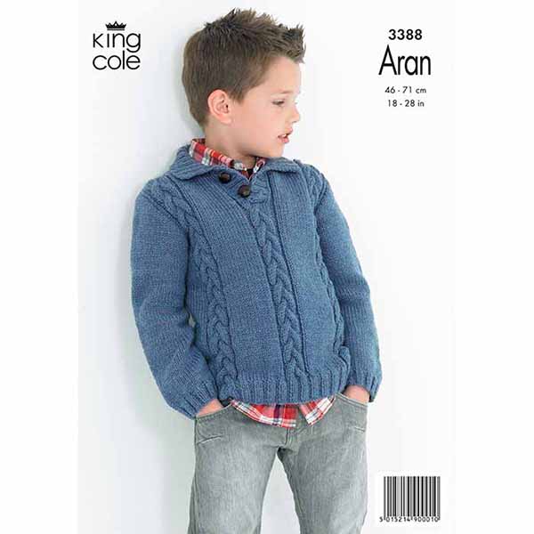 king-cole-3388-strickanleitung-zopfpullover-aran image 2