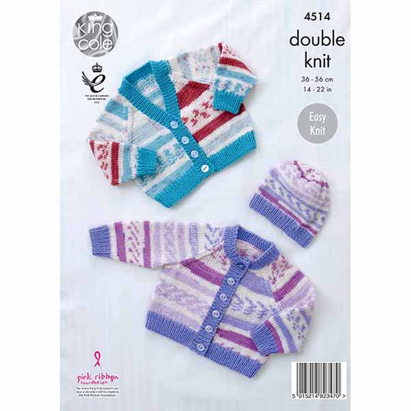 king-cole-4514-raglan-cardigans-hat-strickanleitung-cherish-dk image 2