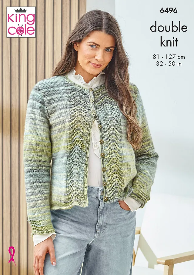 king-cole-patterns-6496-strickanleitung-cardigan-weste-cottagespun image 1