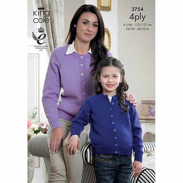 king-cole-3754-strickanleitung-cardigan-pullover-merino-4ply image 1
