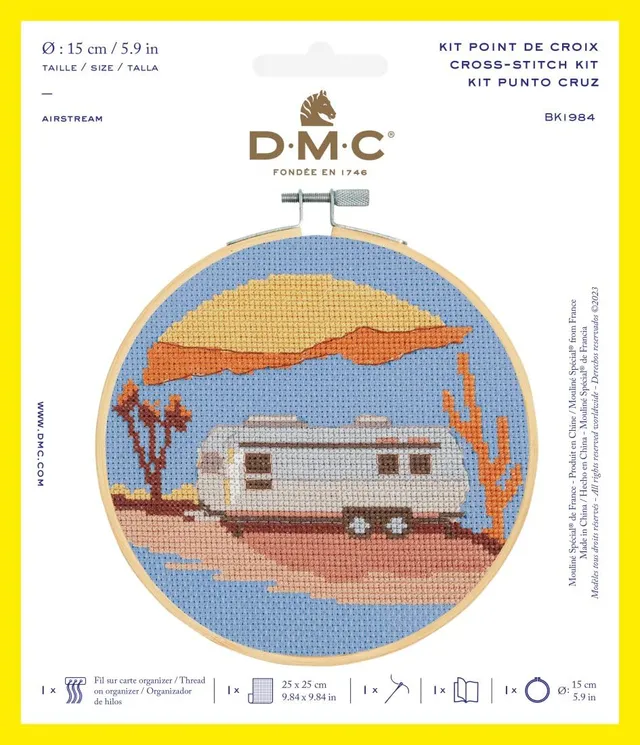 dmc-airstream-kreuzstichset-wohnwagen-aida-14ct-mit-rahmen image 1