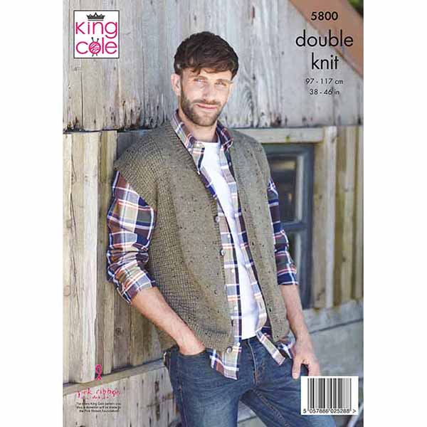 king-cole-patterns-5800-weste-tank-strickanleitung-homespun-dk image 2