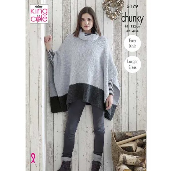 king-cole-5179-strickanleitung-ponchos-timeless-chunky image 1